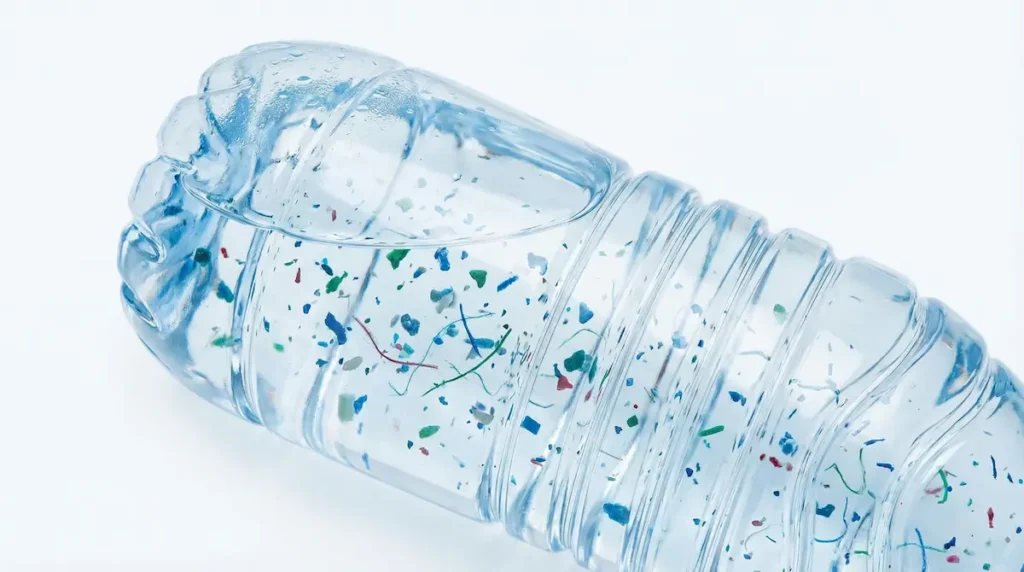 Microplastiques dans bouteille en plastique