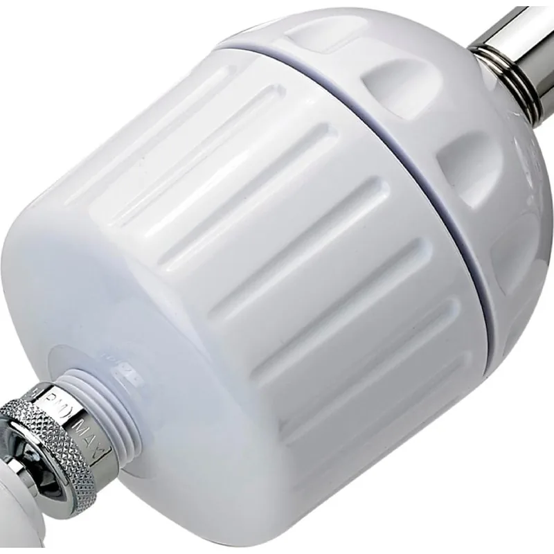 Filtre de douche Sprite High Output blanc avec son raccord chromé